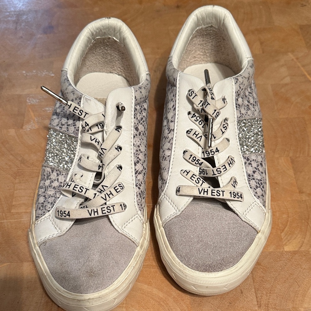 Vintage Havana White and Gray Sneakers with Sparkle